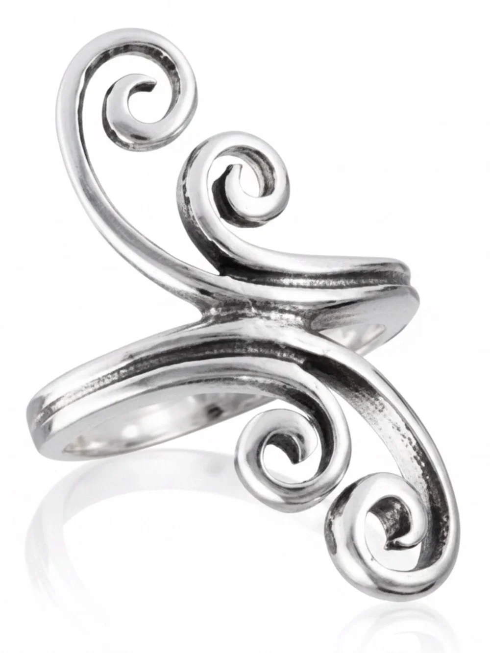 Womens Sterling Silver 925 Double Swirl Statement Ring - Picture 4 of 4